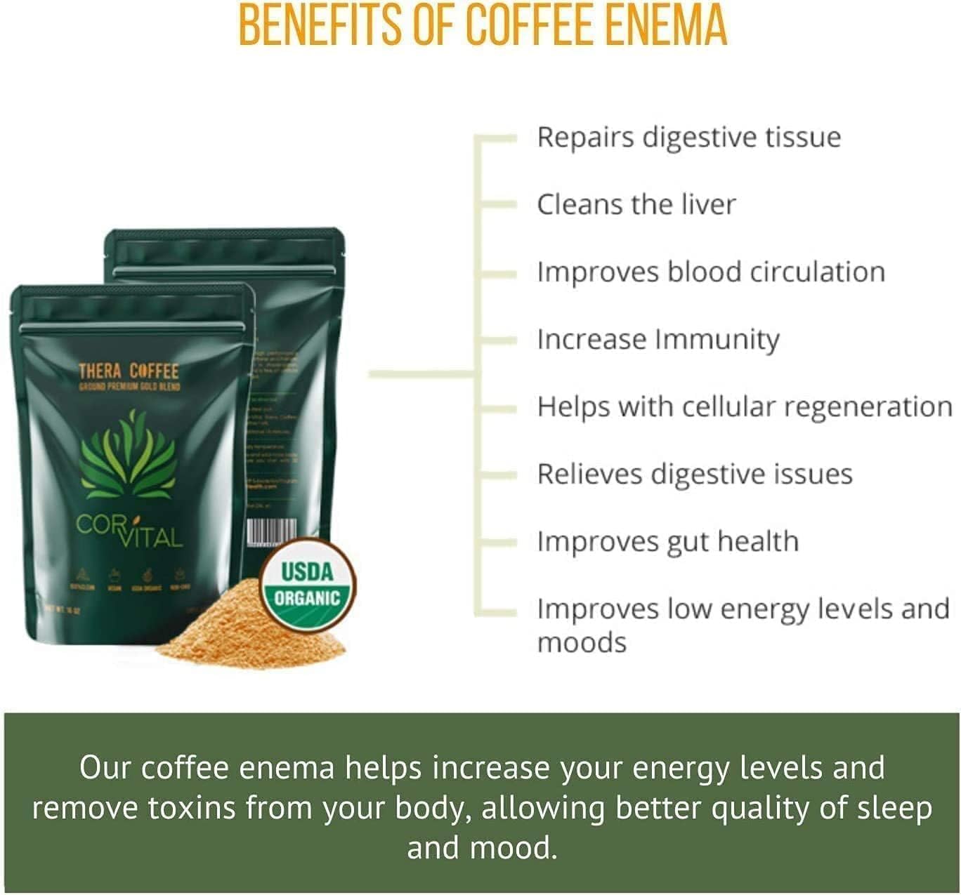 Organic Therapy Roast Coffee Enema Kit for Colon Cleansing - Gerson Approved Home Enema Bucket Kit with 1 LB Enema Coffee - Detox Cleanse Solution