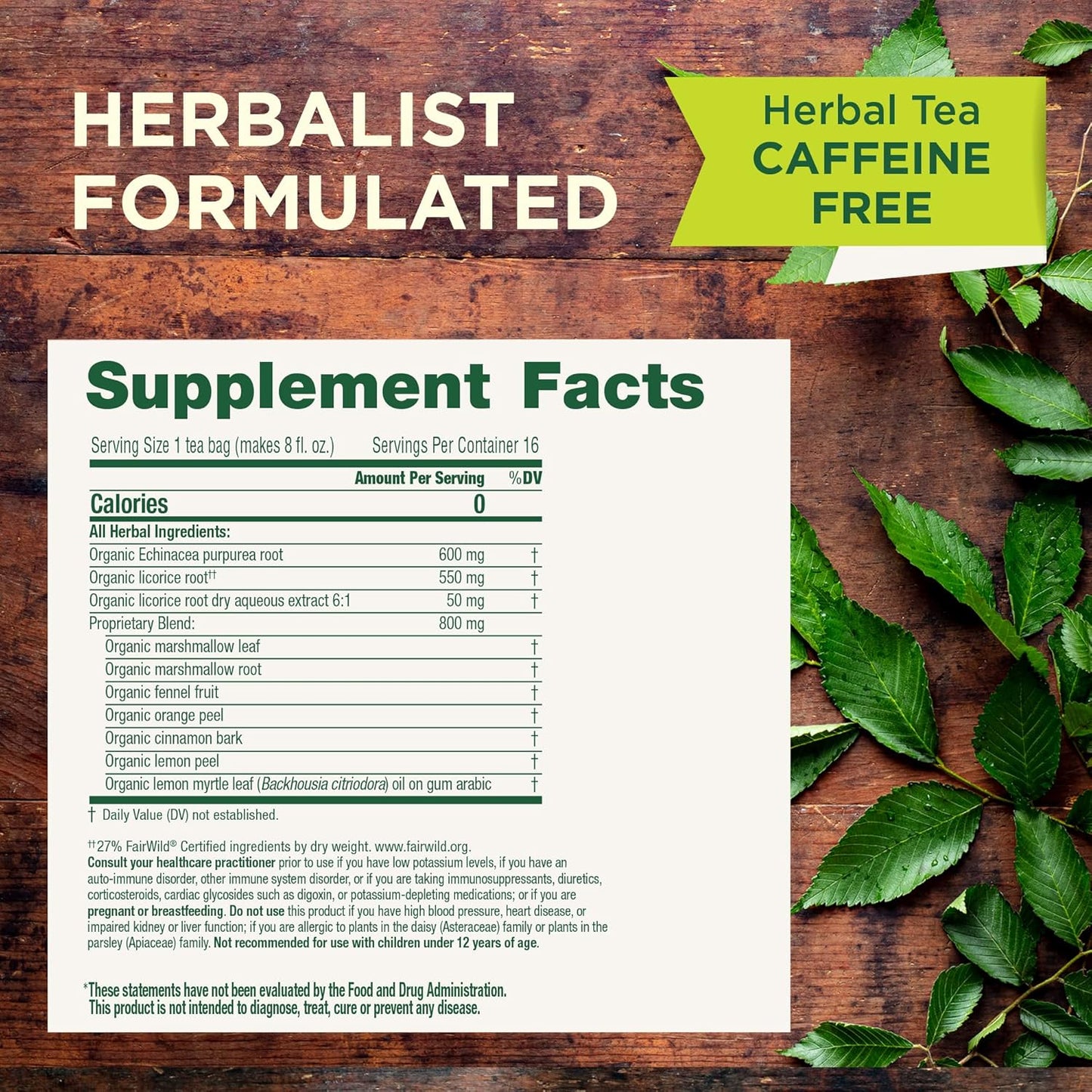 Organic Throat Coat Lemon Echinacea Tea - Supports Throat Health & Immune Function - 96 Tea Bags (3 Pack)