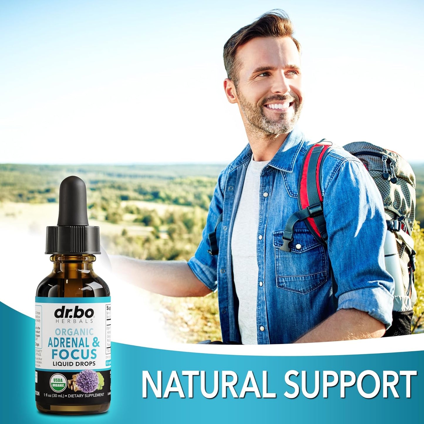 Organic Thyroid and Adrenal Support Drops with L-Tyrosine, Selenium, Iodine - Brain Focus, Memory, and Energy Boost Liquid Supplement