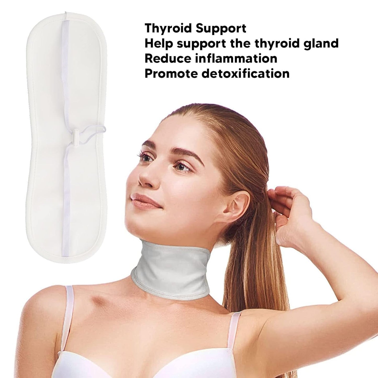 Organic Thyroid Neck Wrap for Muscle Pain Relief and Sleep Aid - Adjustable and Reusable Pack for Neck and Waist