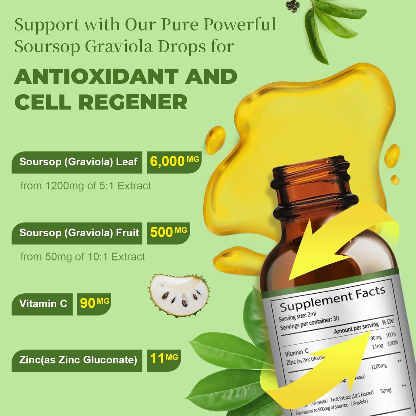 Organic Totaria Soursop Bitters Liquid Drops (2 Packs) for Digestive Health, Immunity, and Antioxidant Support - Non-GMO Vegan Formula with Guanabana Oil Leaf Extract