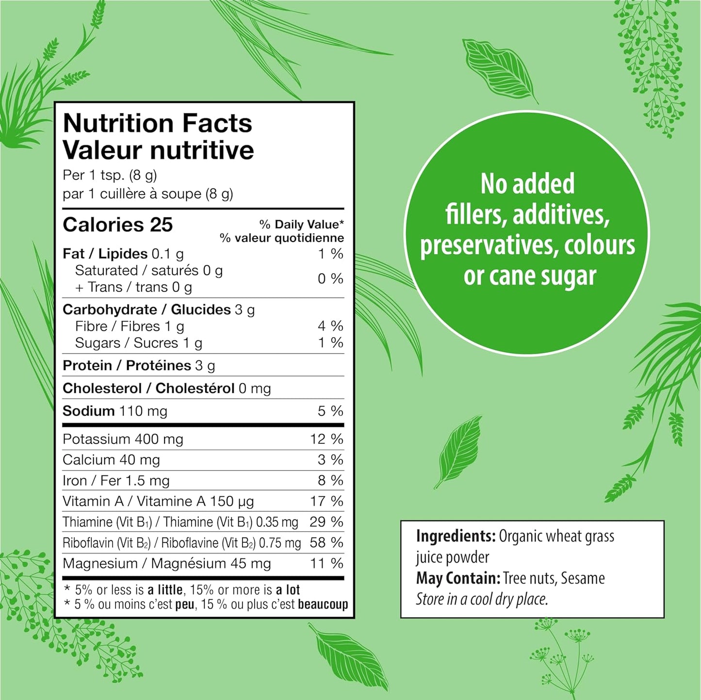 Organic Traditions Gluten-Free Vegan Wheatgrass Powder Superfood, 5.3oz Bag