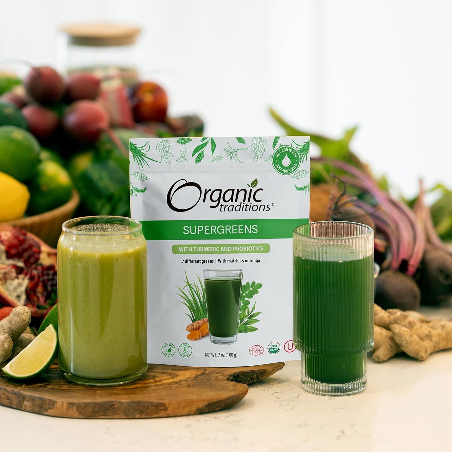 Organic Traditions Super Greens Powder with Turmeric - 200g Bag