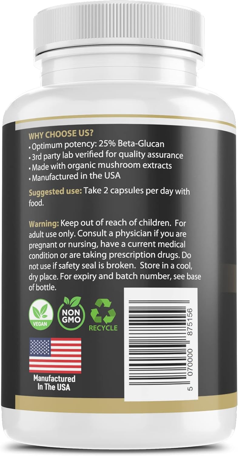 Organic Tremella Mushroom Capsules with 25% Beta Glucan - Vegan & GMO Free Supplement for Health and Wellness - BoostGo Australia