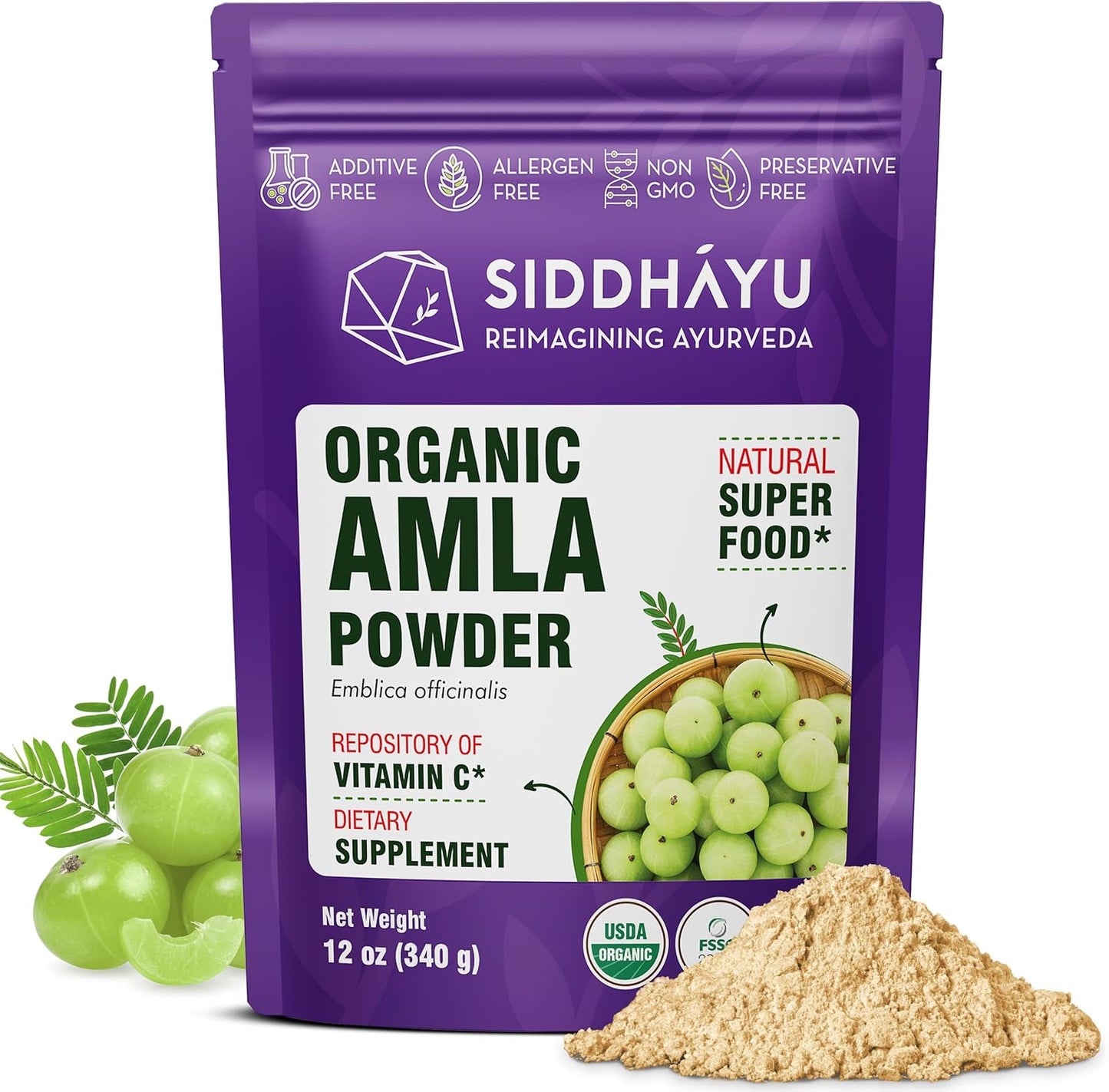 Organic Triphala and Amla Powder Bundle - 12 oz Each for Herbal Supplement Benefits