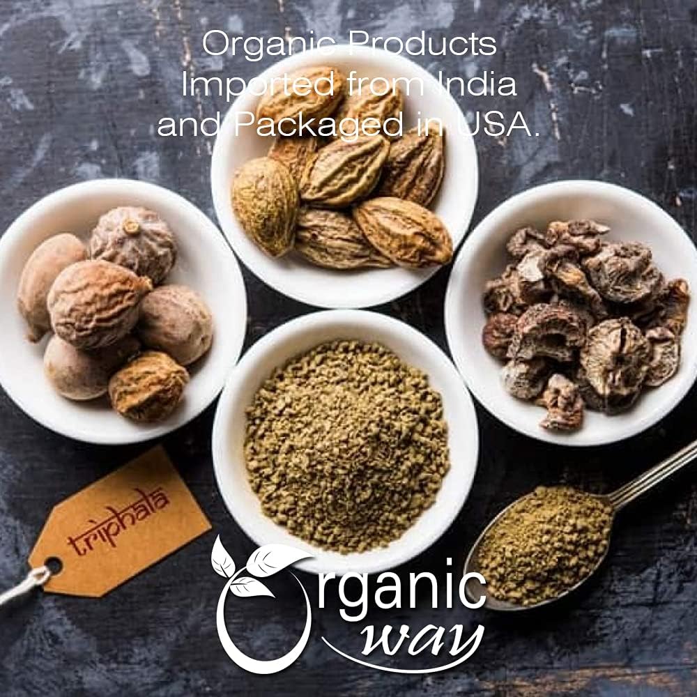 Organic Triphala Herbal Powder - Amla, Haritaki & Bibhitaki Blend | Kosher & USDA Certified | Vegan, Non-GMO | Heavy Metal & Purity Tested | Raw from India (1LB)