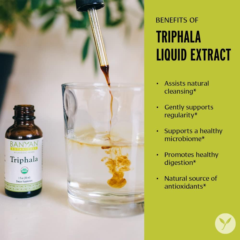 Organic Triphala Liquid Herbal Extract for Daily Detox and Rejuvenation - 1oz Bottle - Non-GMO and Vegan-Friendly