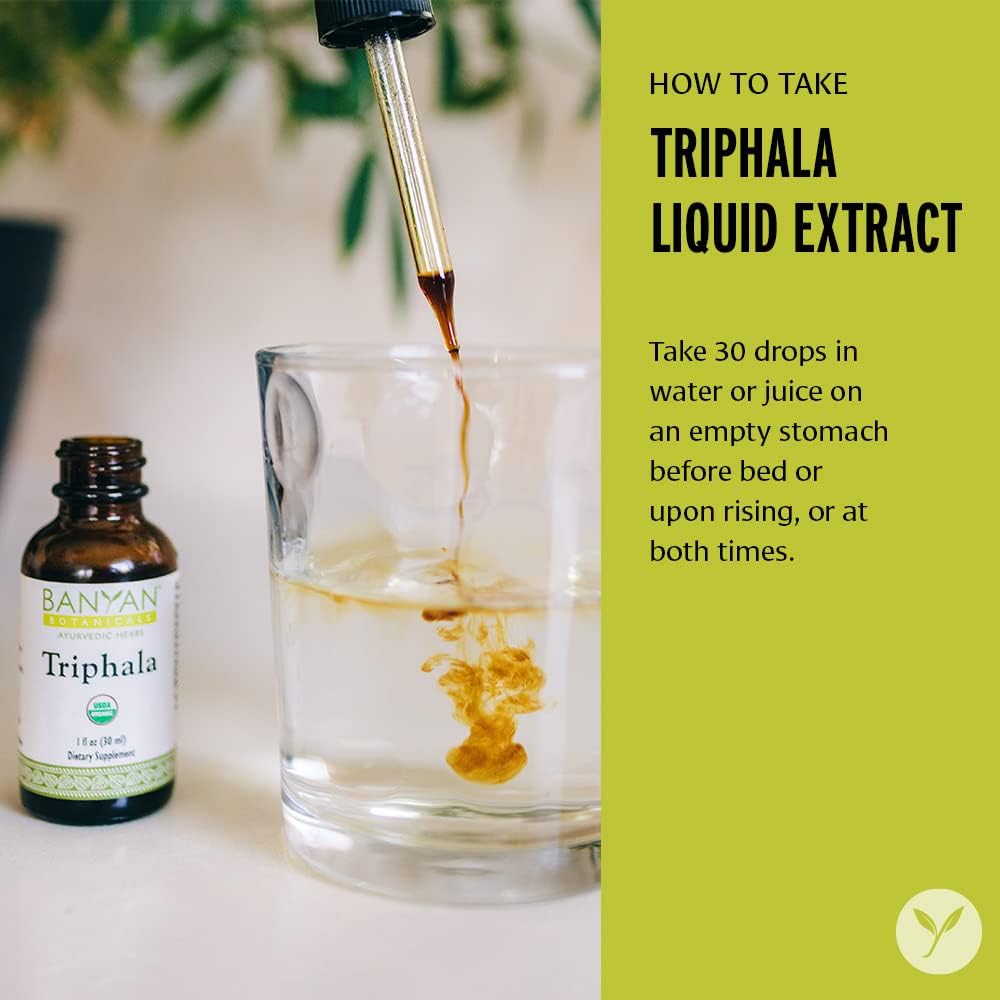 Organic Triphala Liquid Herbal Extract for Daily Detox and Rejuvenation - 1oz Bottle - Non-GMO and Vegan-Friendly