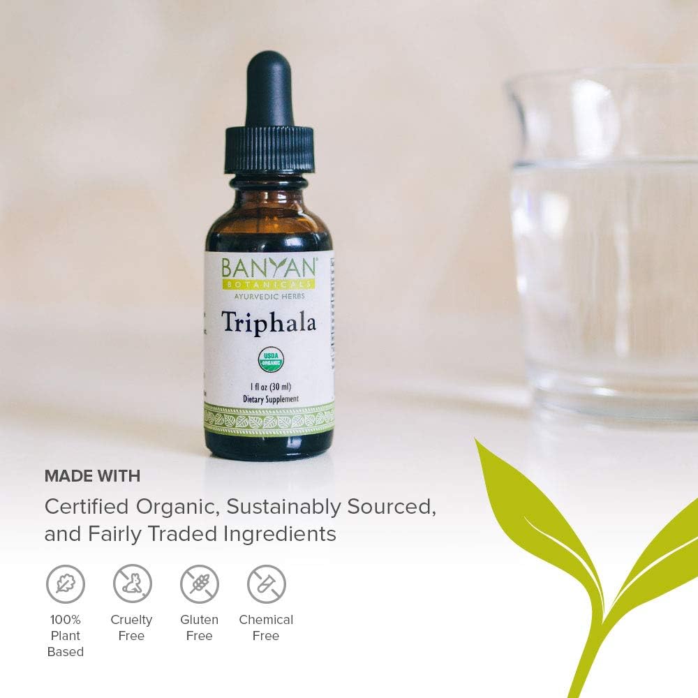 Organic Triphala Liquid Herbal Extract for Daily Detox and Rejuvenation - 1oz Bottle - Non-GMO and Vegan-Friendly