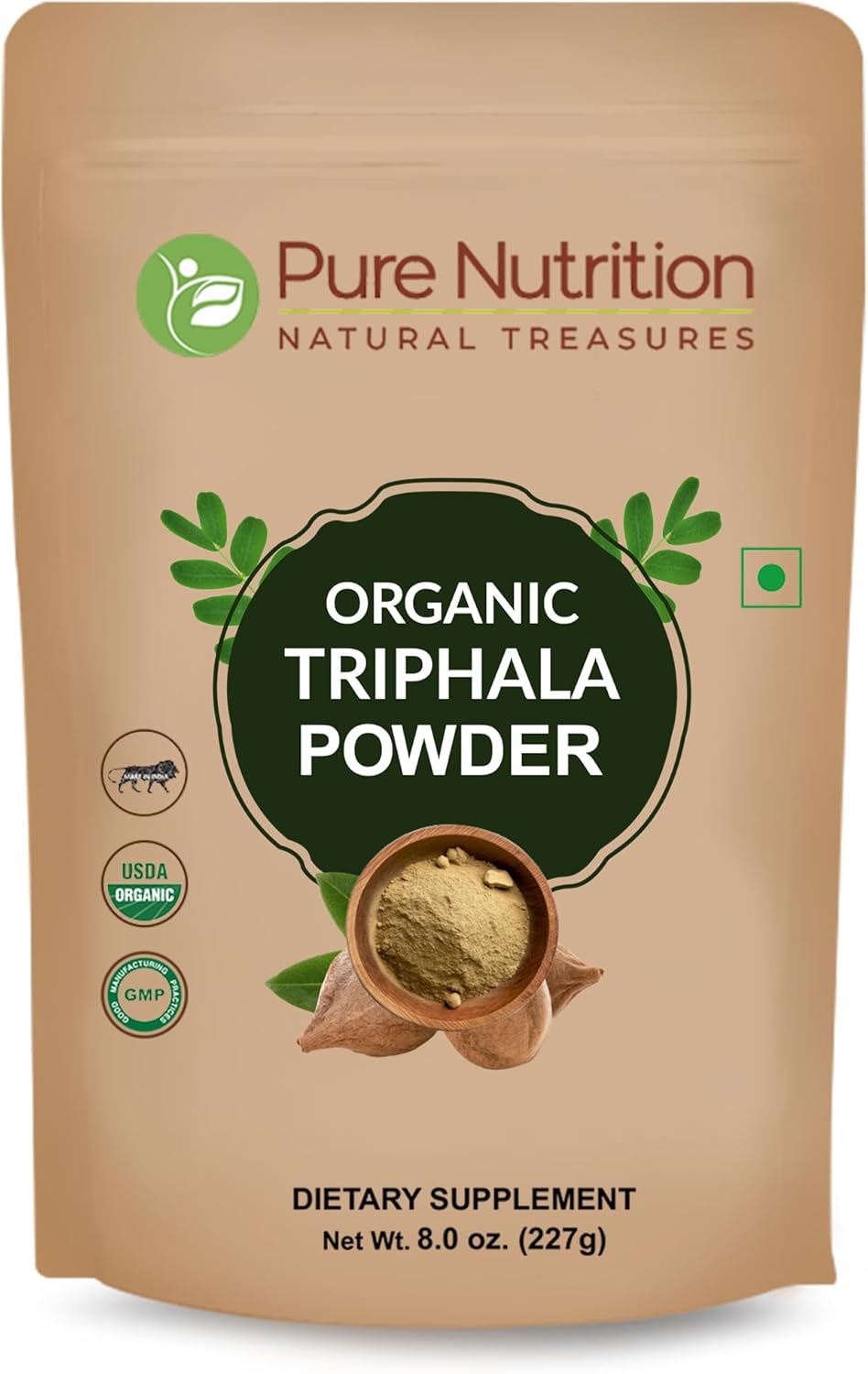 Organic Triphala Powder 8 OZ | Herbal Blend of Amla, Haritaki, Bibhitaki | Immunity & Digestion Support | USDA Certified, Non-GMO, Gluten-Free