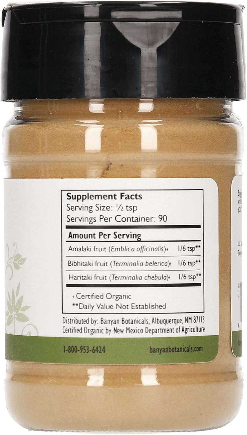 Organic Triphala Powder for Daily Detox, Cleansing, and Rejuvenation - Amla, Haritaki, Bibhitaki Blend - Supports Regularity - Spice Jar - Non-GMO