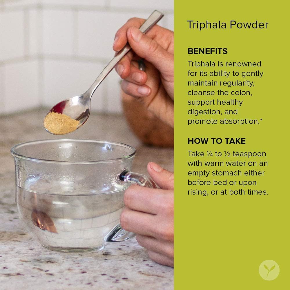 Organic Triphala Powder for Daily Detox, Cleansing, and Rejuvenation - Amla, Haritaki, Bibhitaki Blend - Supports Regularity - Spice Jar - Non-GMO