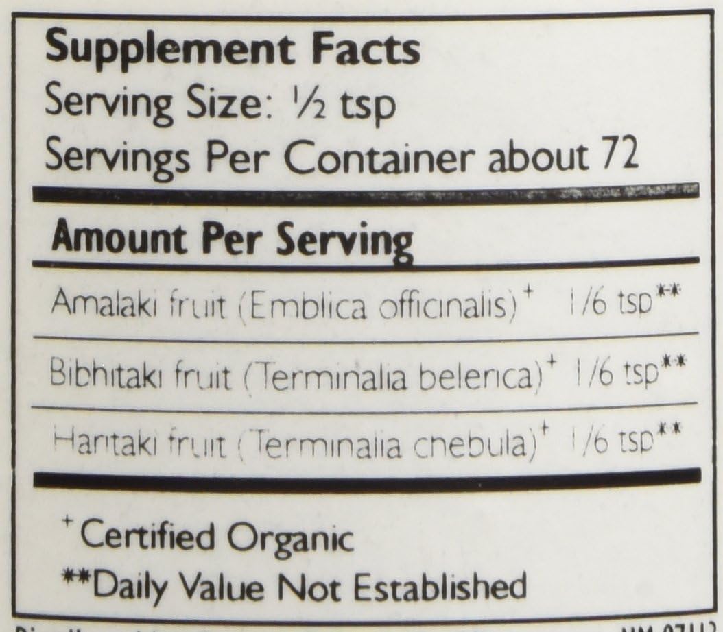 Organic Triphala Powder for Daily Detox, Cleansing, and Rejuvenation - Amla, Haritaki, Bibhitaki Blend - Supports Regularity - Spice Jar - Non-GMO