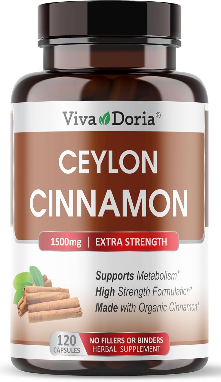 Organic True Ceylon Cinnamon Capsules, 1500mg Per Serving, 120 Veggie Capsules, Gelatin Free