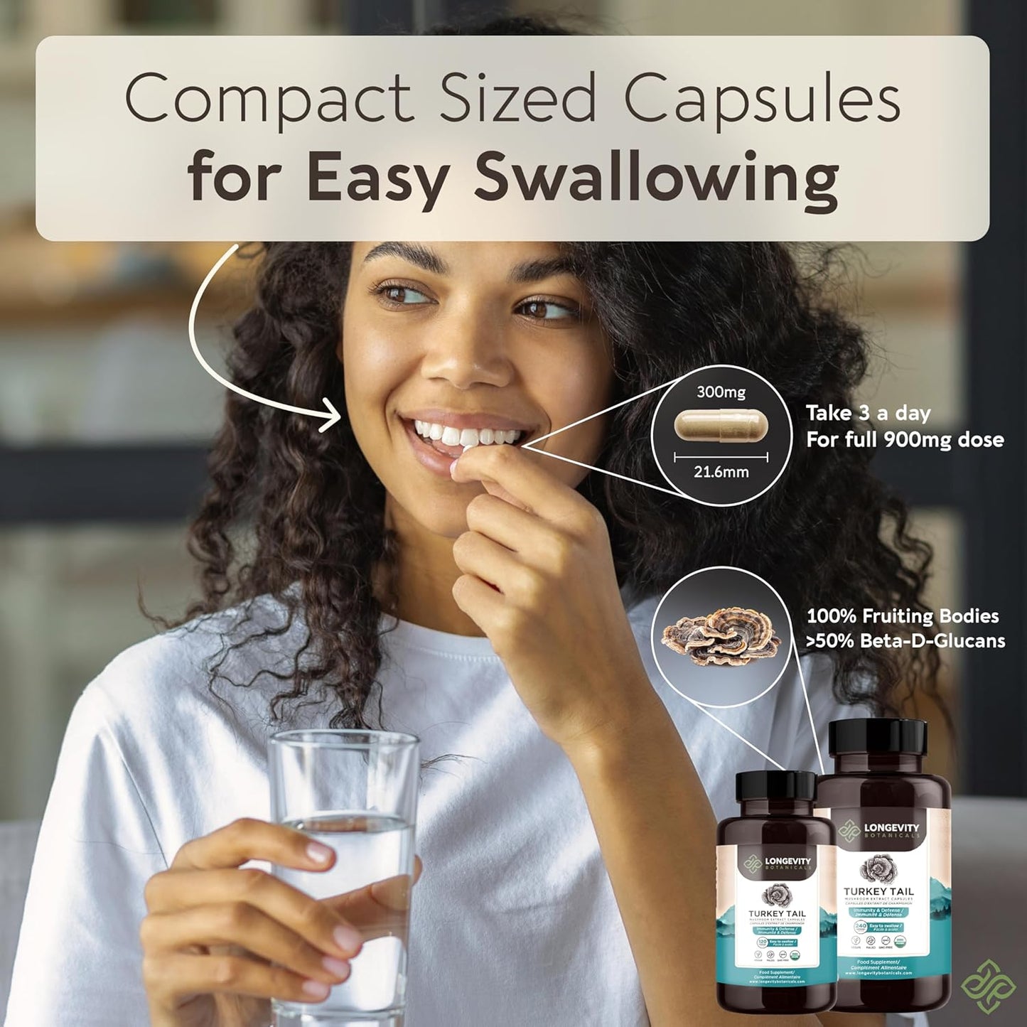 Organic Turkey Tail Mushroom Capsules - Ultra Concentrated Supplement for Immune and Digestive Health - 100% Fruiting Body - 120 Count