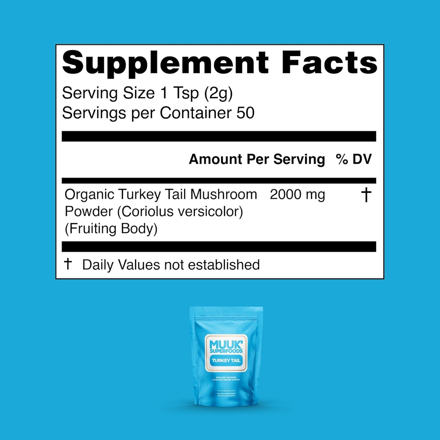 Organic Turkey Tail Mushroom Powder by MUUK's SUPERFOODS - Premium Quality Immune-Boosting Supplement