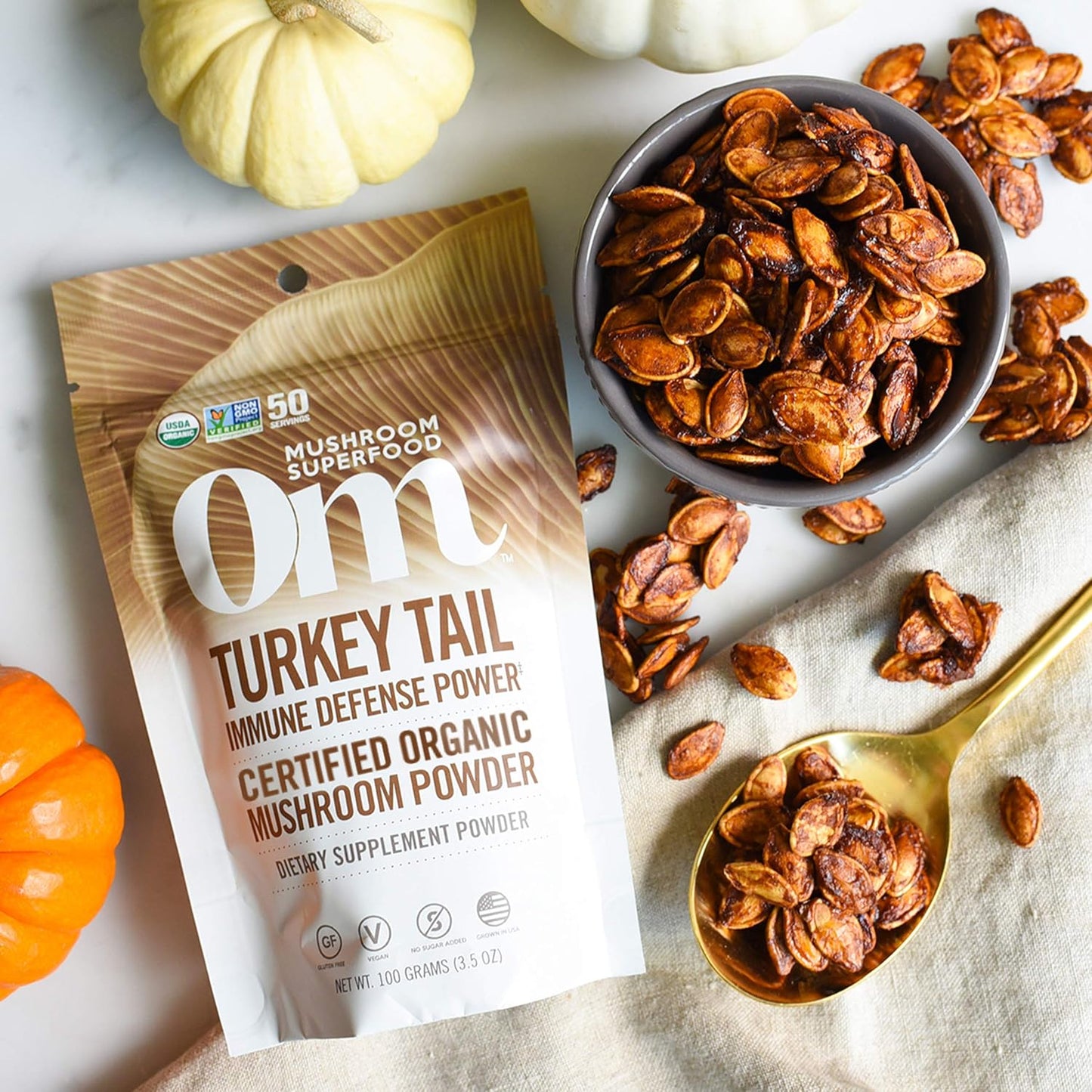 Organic Turkey Tail Mushroom Powder for Immune Support & Gut Health - 3.5oz, 50 Servings, Superfood Supplement