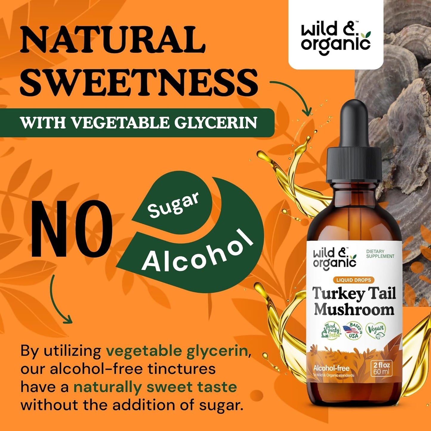 Organic Turkey Tail Mushroom Tincture for Immune & Gut Support - Vegan Liquid Extract Drops - 2 fl oz