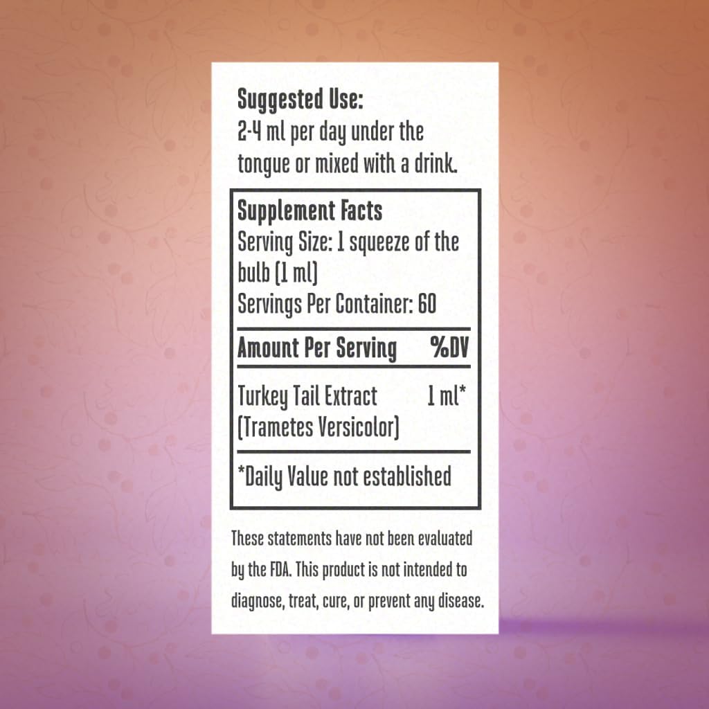 Organic Turkey Tail Mushroom Tincture | Grown on USA Farm | Dual Extract | Extra-Concentrated (2 fl oz)