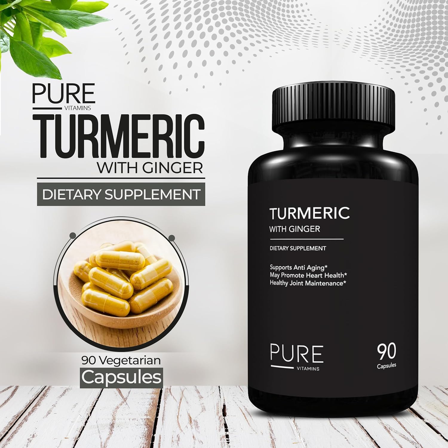 Organic Turmeric and Ginger Supplements - 90 Capsules | Joint Support & Digestive Health | Enhanced with Black Pepper Extract | Non-GMO Vegan Formula
