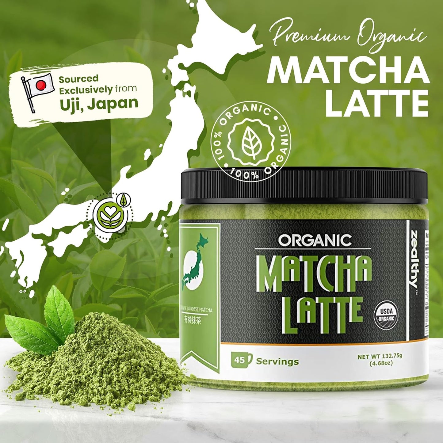 Organic Turmeric and Matcha Powder Wellness Duo - Vegan, Keto, No Added Sugar - 45 Servings