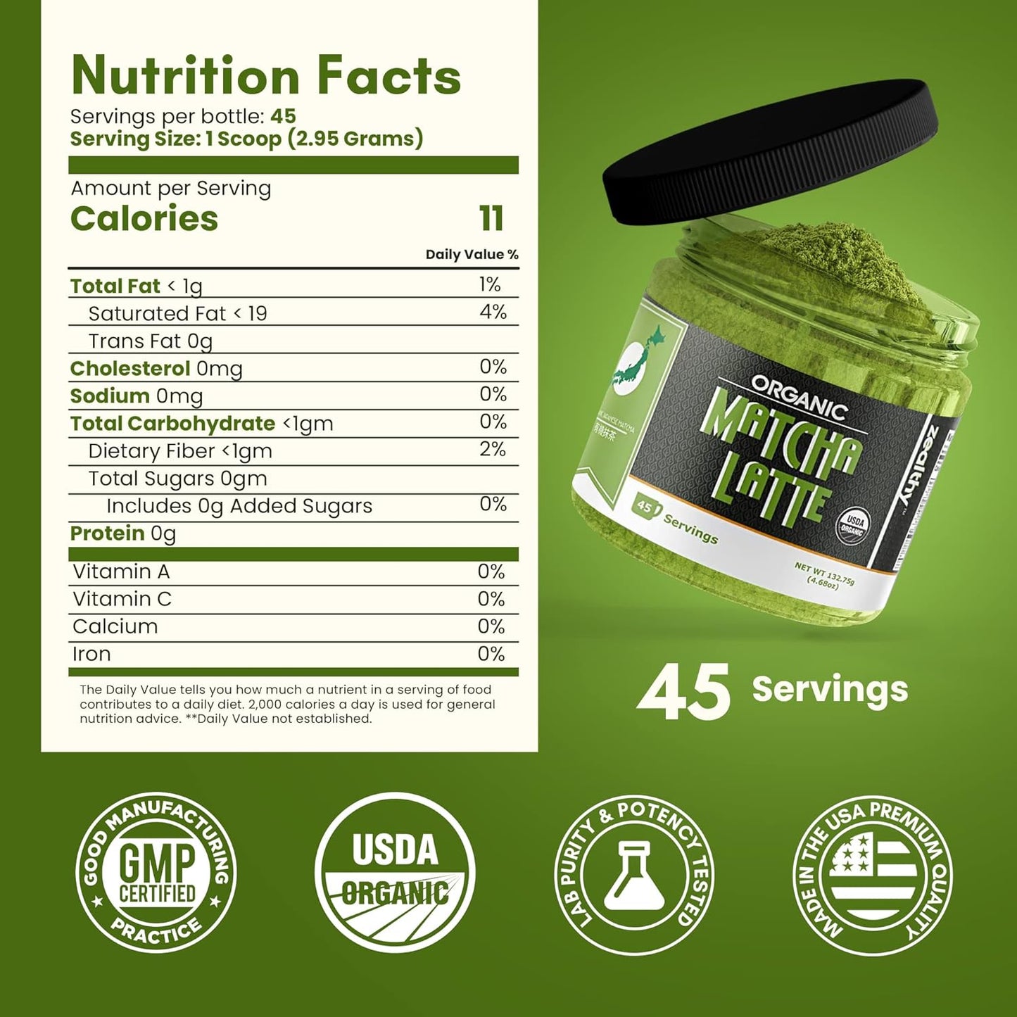Organic Turmeric and Matcha Powder Wellness Duo - Vegan, Keto, No Added Sugar - 45 Servings