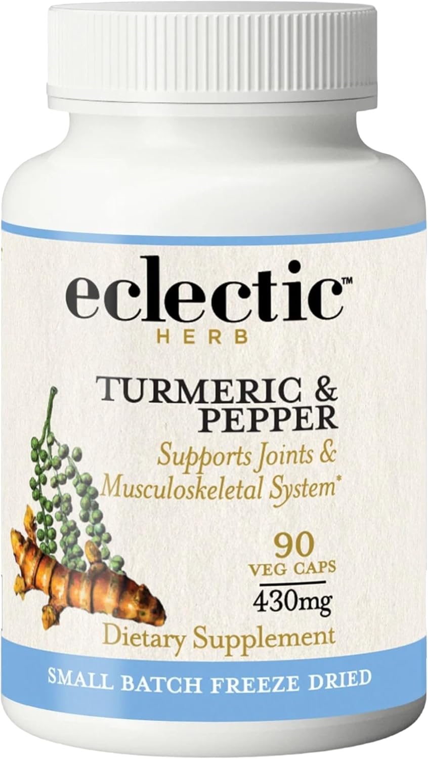 Organic Turmeric and Pepper Capsules | Freeze-Dried Non-GMO | 90 Count (430 mg) by Eclectic Institute