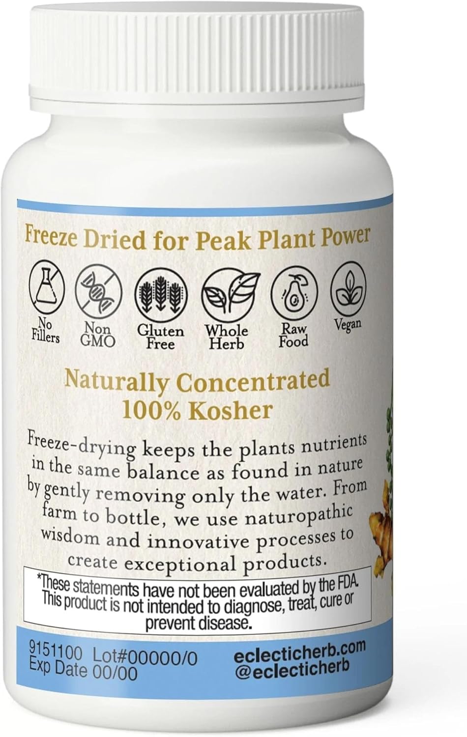 Organic Turmeric and Pepper Capsules | Freeze-Dried Non-GMO | 90 Count (430 mg) by Eclectic Institute