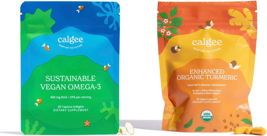 Organic Turmeric and Vegan Omega-3 Supplement by Calgee - USDA Certified
