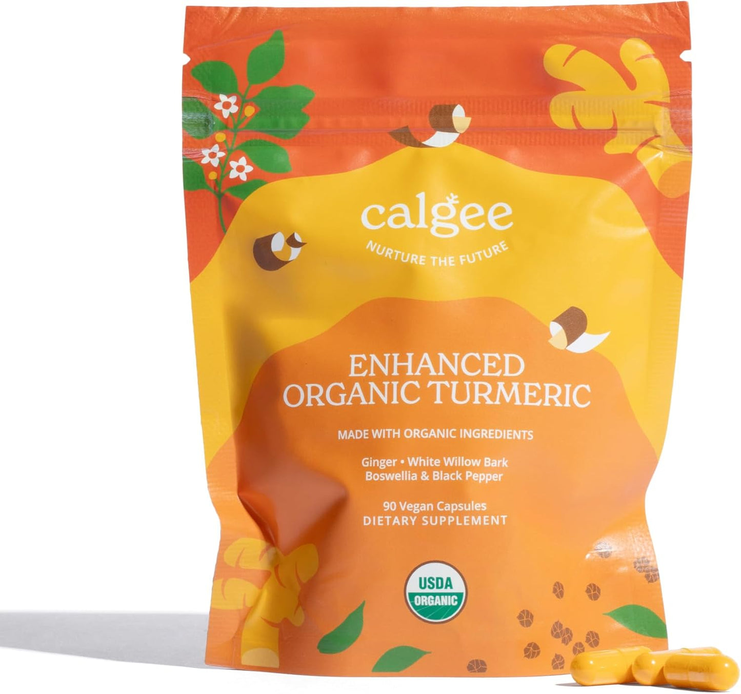 Organic Turmeric and Vegan Omega-3 Supplement by Calgee - USDA Certified