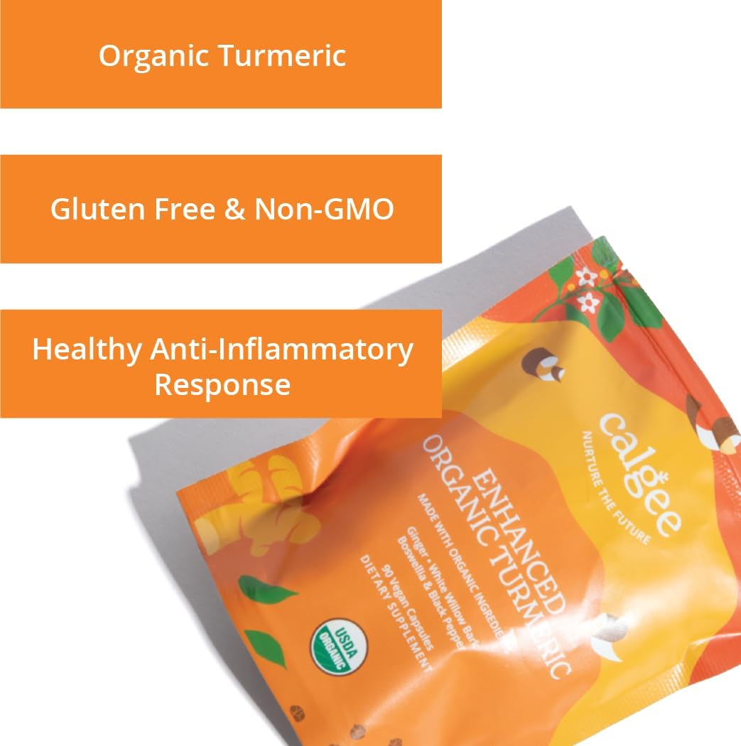 Organic Turmeric and Vegan Omega-3 Supplement by Calgee - USDA Certified