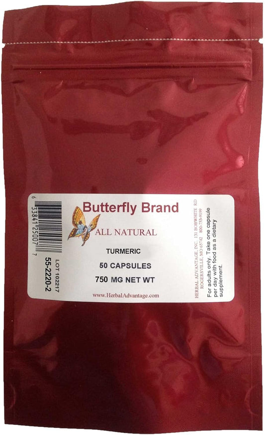 Organic Turmeric Capsules 750mg - 50 Count Bag for Herbal Benefits