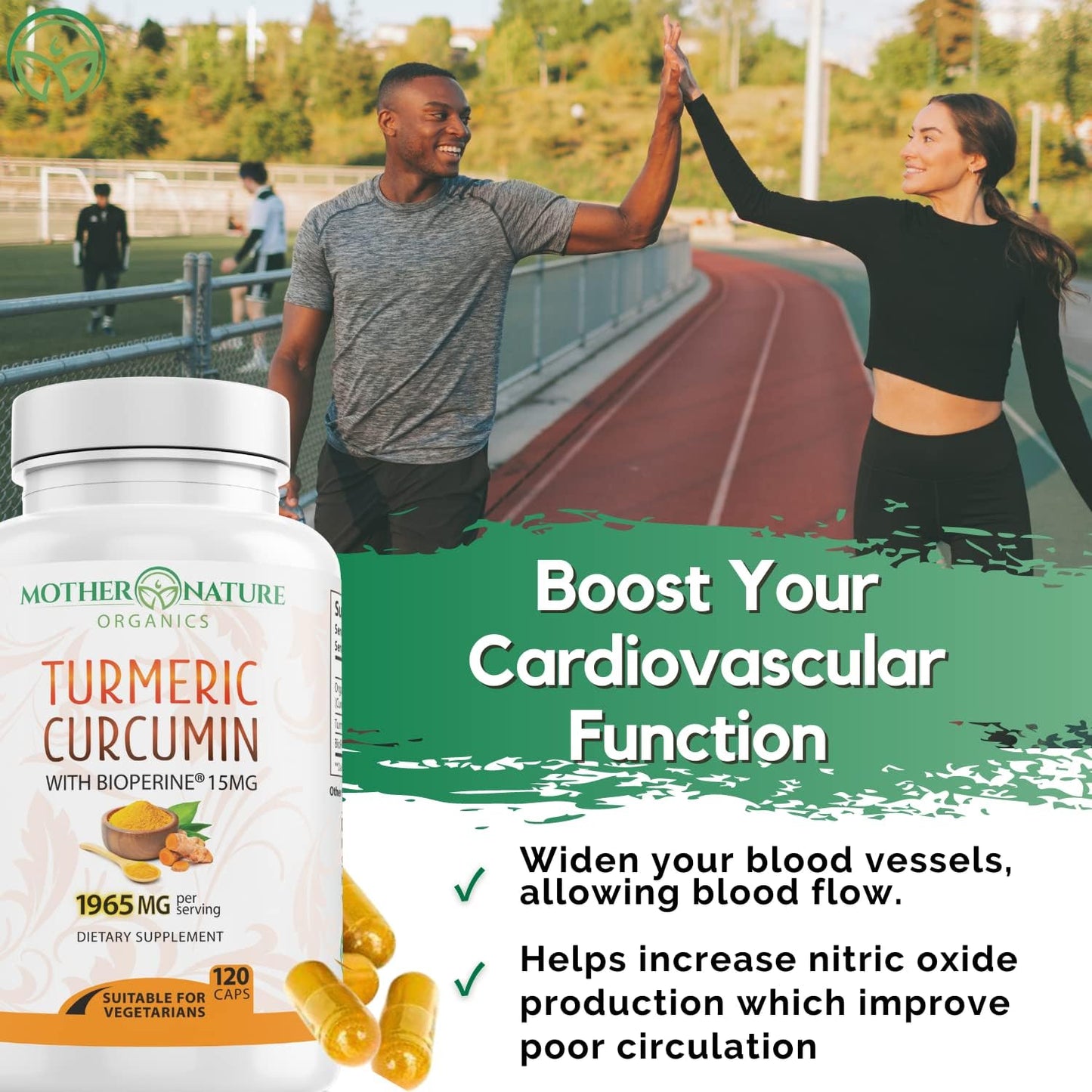 Organic Turmeric Capsules with BioPerine for Joint Support - 1965mg High-Potency with 95% Curcuminoids - Vegan, Non-GMO - Mother Nature Organics