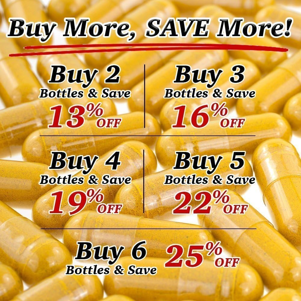 Organic Turmeric Curcumin 1000mg with Bioperine, 95% Curcuminoids, Enhanced Absorption, Non-GMO, Vegan, Gluten Free - 60 Capsules