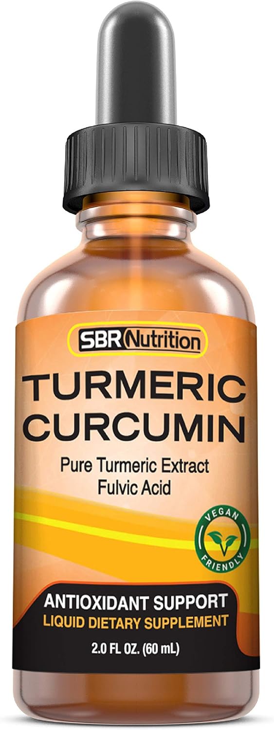 Organic Turmeric Curcumin Drops for Joint and Back Support | High Absorption Liquid Supplement with Fulvic Acid | Vegan, Non-GMO, Made in USA