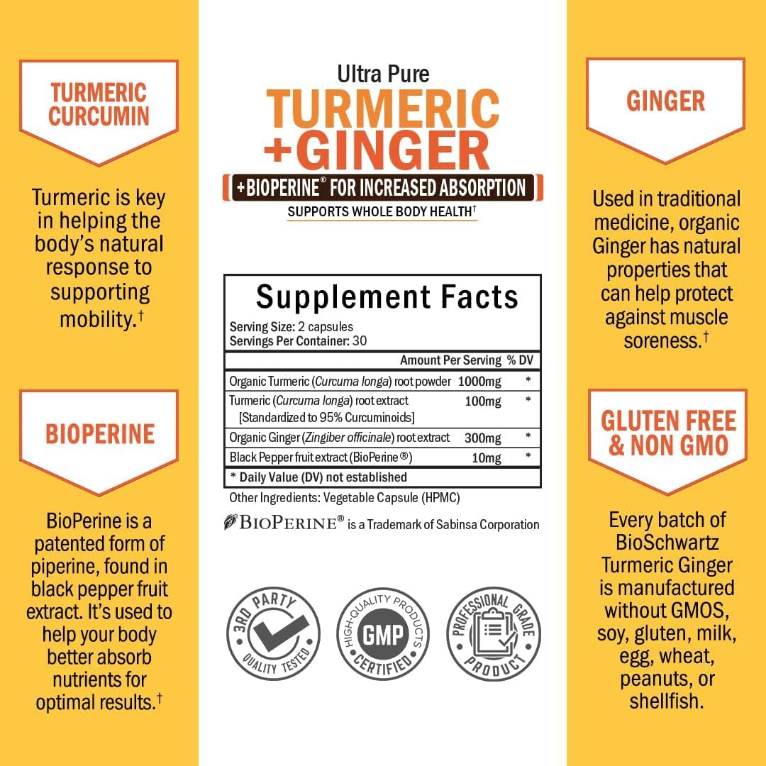 Organic Turmeric Curcumin, Ginger, and Probiotic Bundle - 1 Month Supply - BioSchwartz