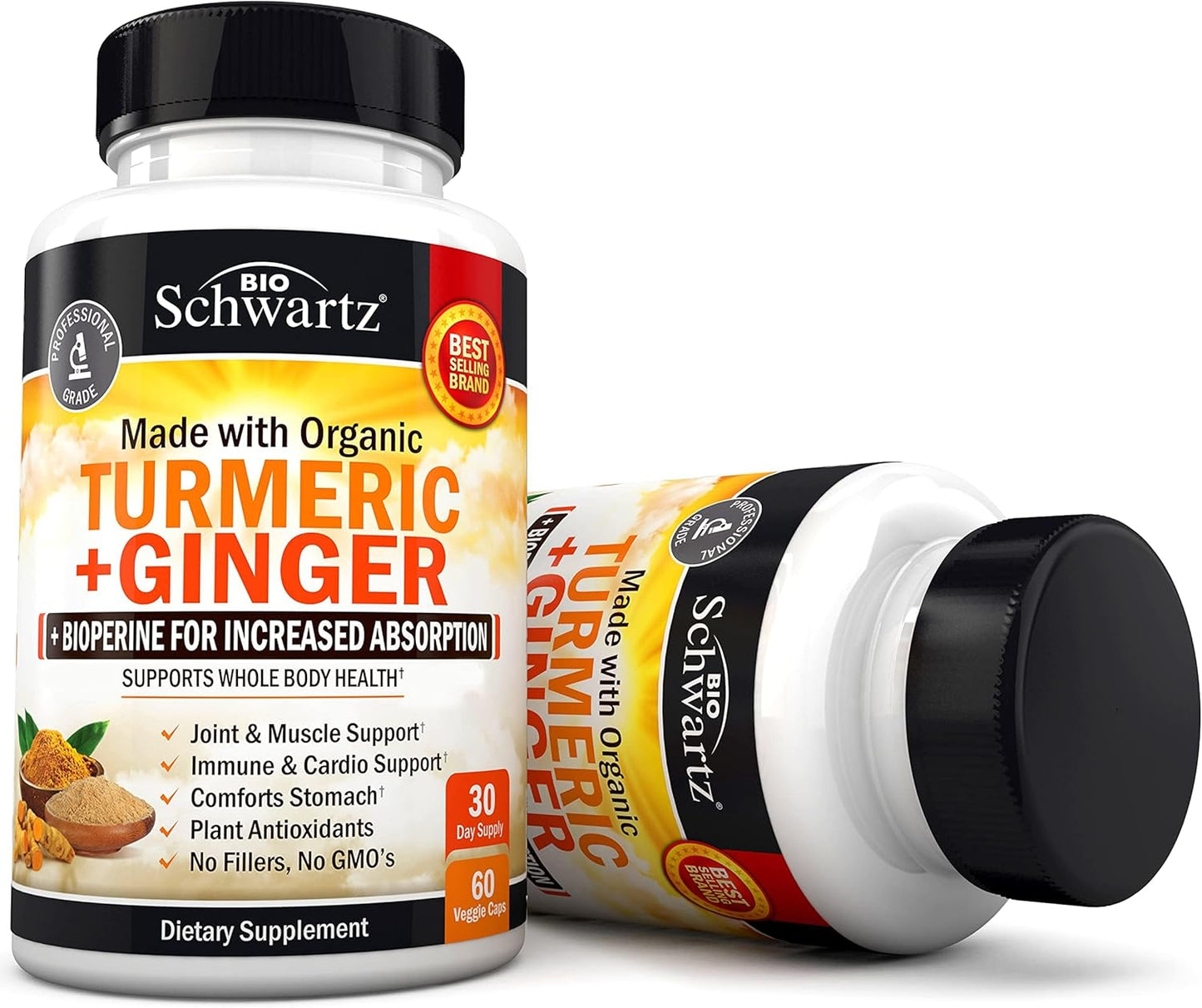 Organic Turmeric Curcumin, Ginger, and Probiotic Bundle - 1 Month Supply - BioSchwartz