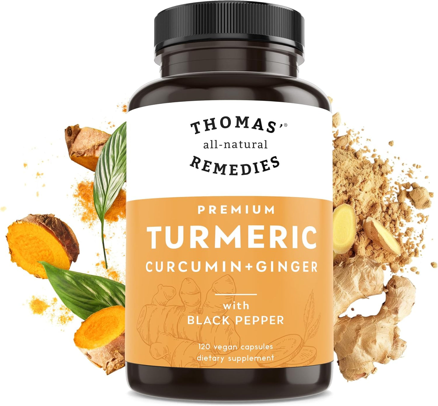 Organic Turmeric Curcumin & Ginger Supplement with Black Pepper - Joint Support - 95% Curcumin - Vegan - 120ct - BoostGo Australia
