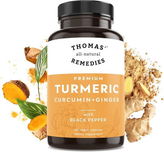 Organic Turmeric Curcumin & Ginger Supplement with Black Pepper - Joint Support - 95% Curcumin - Vegan - 120ct - BoostGo Australia