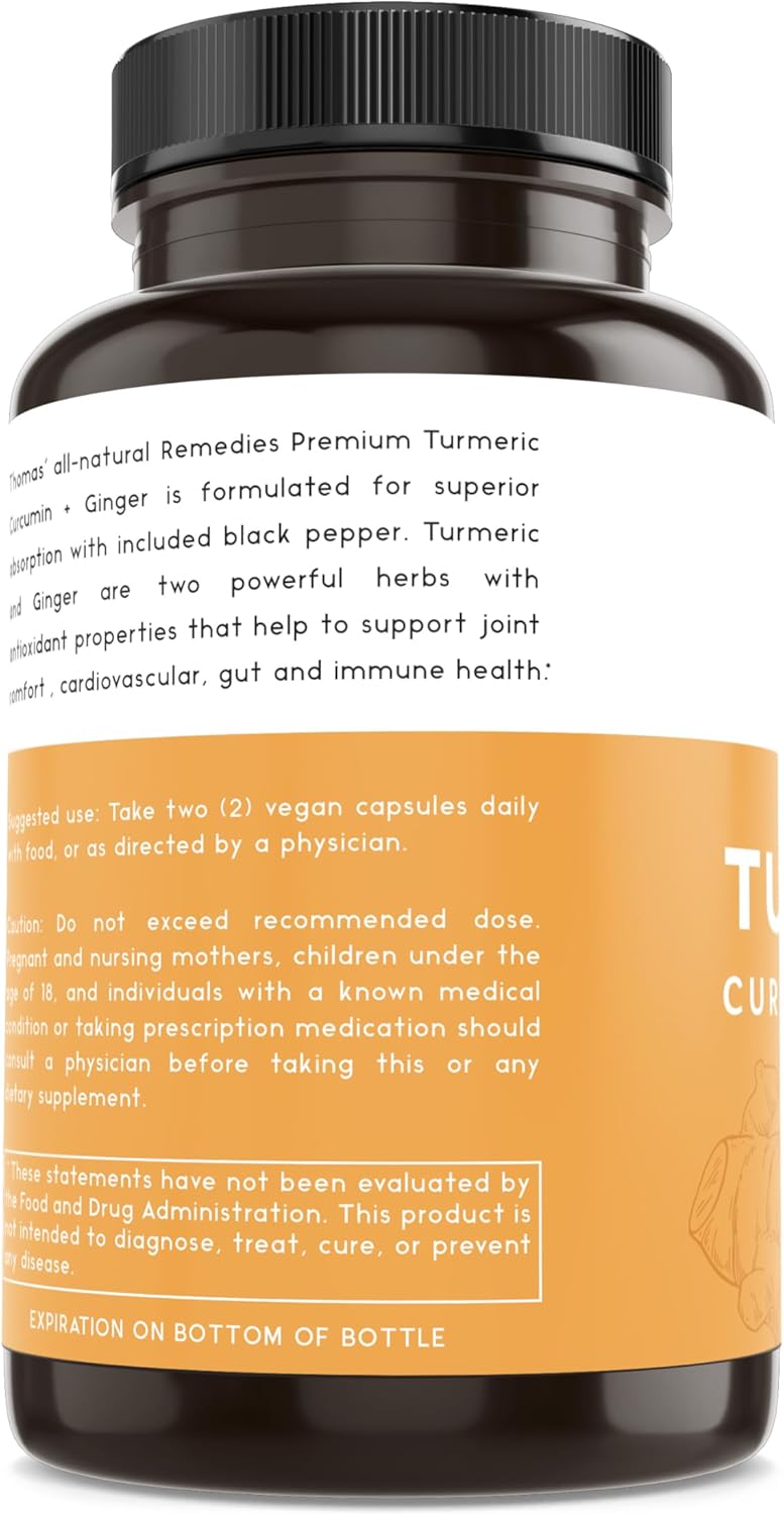 Organic Turmeric Curcumin & Ginger Supplement with Black Pepper - Joint Support - 95% Curcumin - Vegan - 120ct - BoostGo Australia