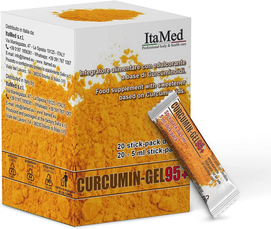 Organic Turmeric Curcumin Supplement Gel with HGC-C Complex - 95% Curcumin Powder - Enhanced Bioavailability - 20 Stick-Packs - ItaMed S.R.L.