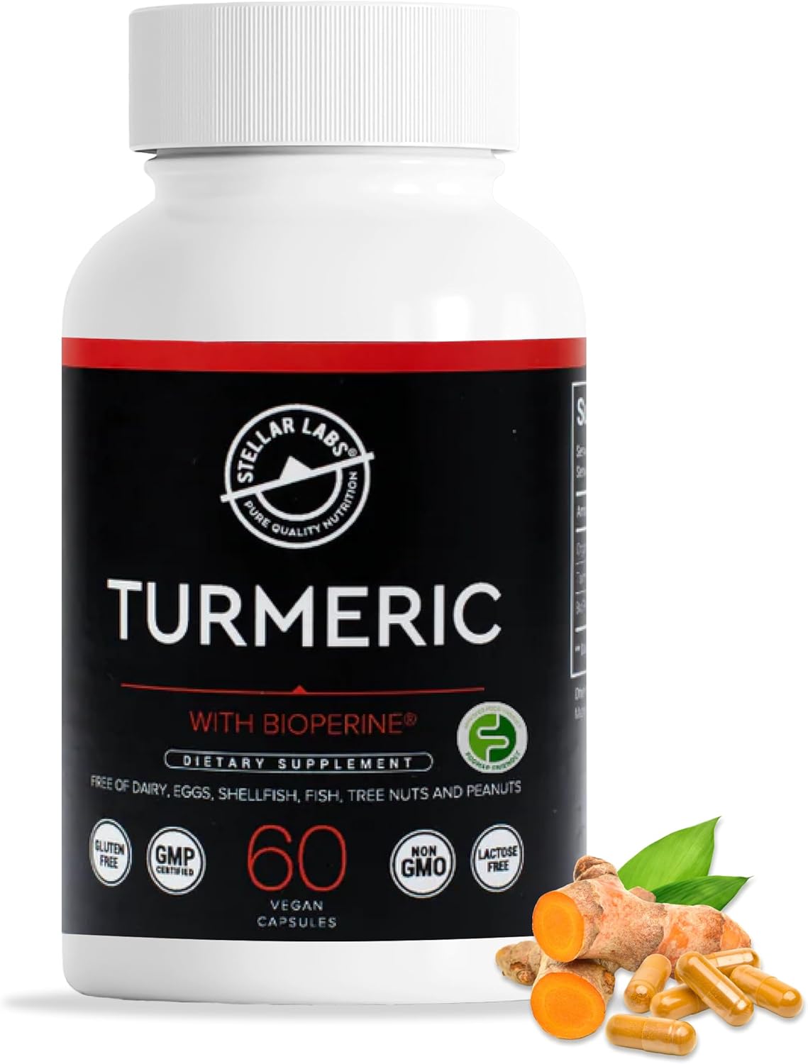 Organic Turmeric Curcumin Supplement with BioPerine for Daily Joint & Body Support - Vegan, Non GMO, Gluten Free - Extra Strength 1200mg