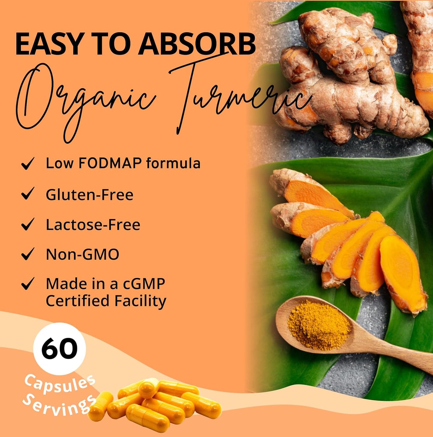 Organic Turmeric Curcumin Supplement with BioPerine for Daily Joint & Body Support - Vegan, Non GMO, Gluten Free - Extra Strength 1200mg