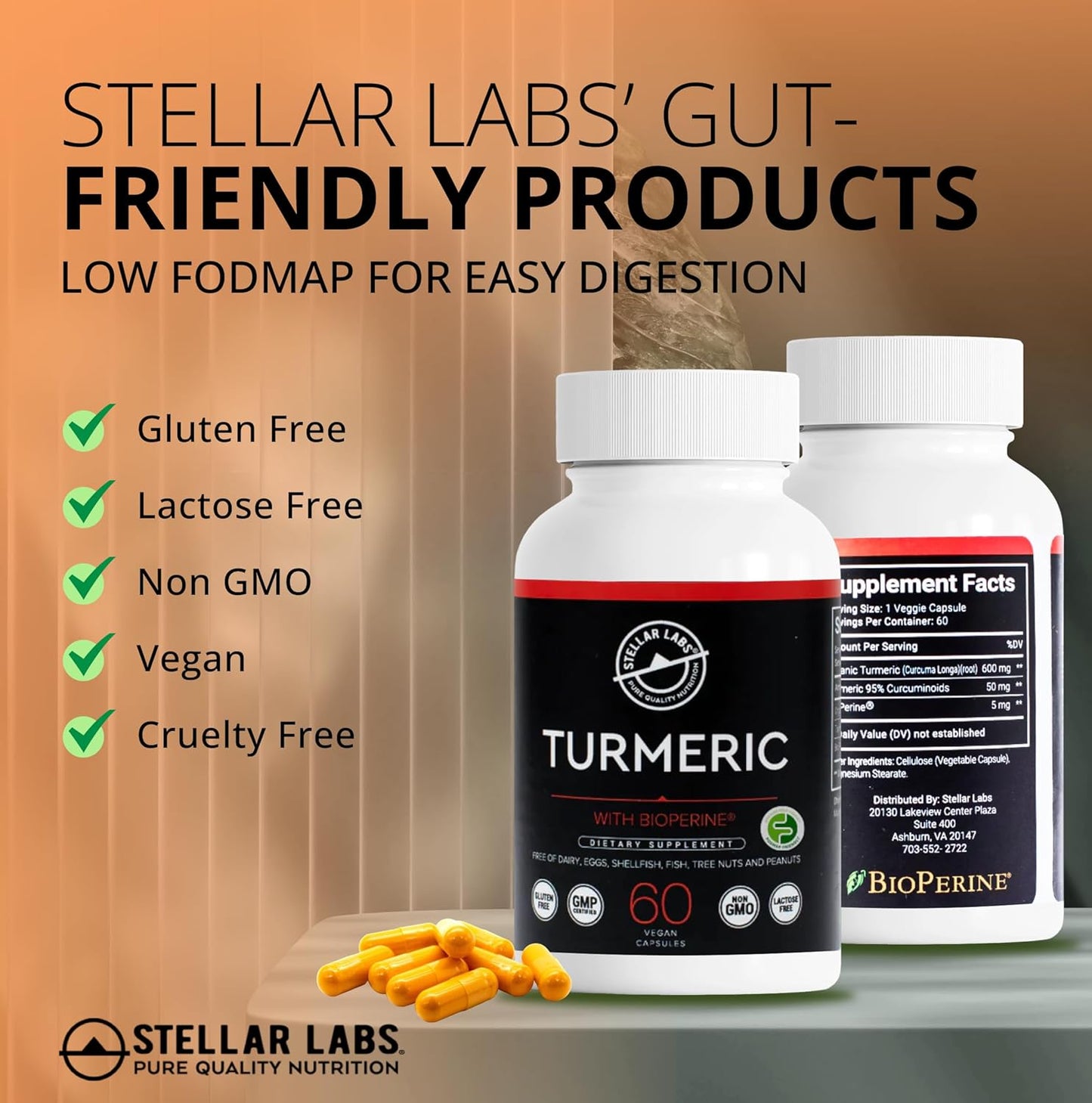 Organic Turmeric Curcumin Supplement with BioPerine for Daily Joint & Body Support - Vegan, Non GMO, Gluten Free - Extra Strength 1200mg