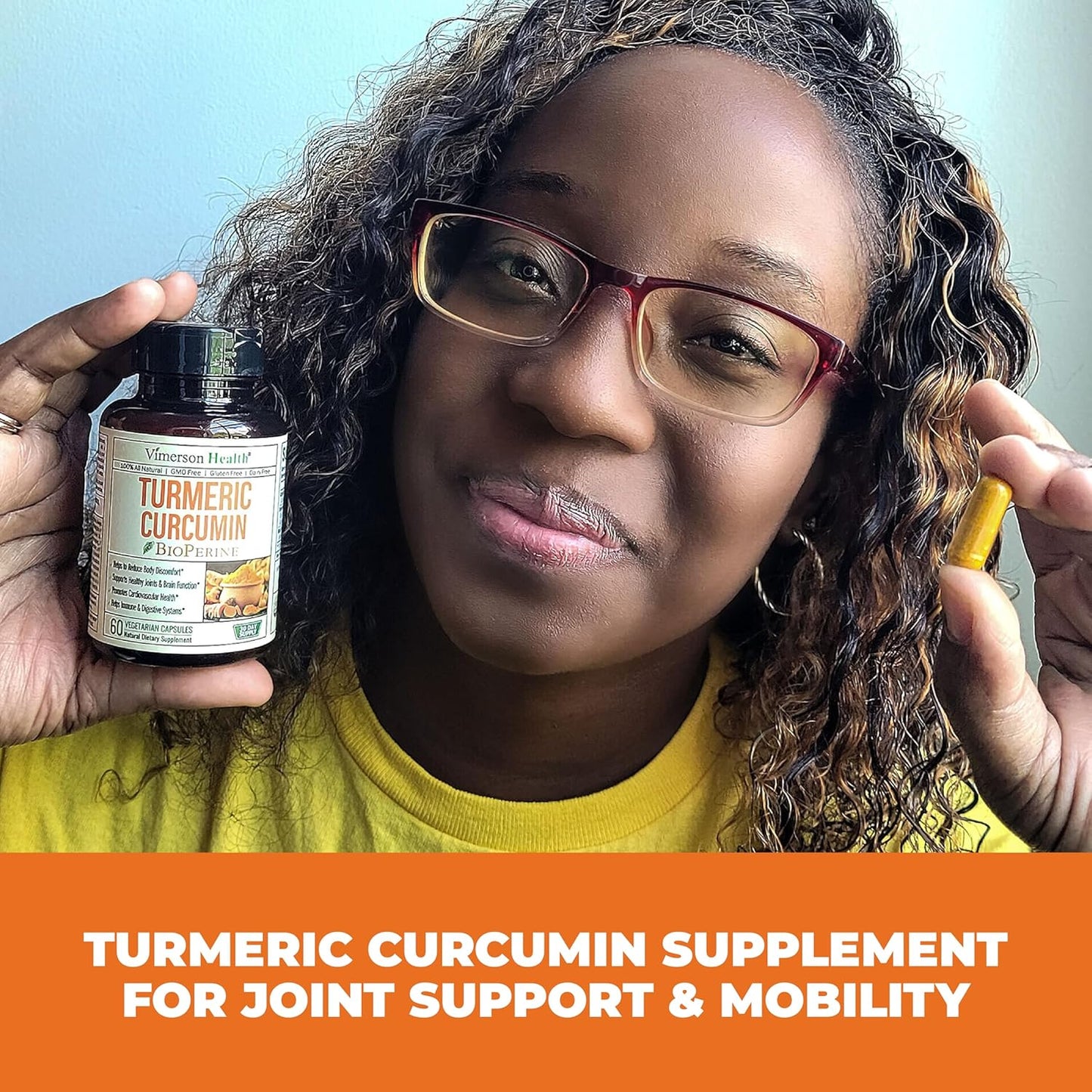 Organic Turmeric Curcumin Supplement with Bioperine for Joint Support - 1200mg Tumeric Root, 95% Curcuminoids, Non-GMO, Vegan - 2 Pack