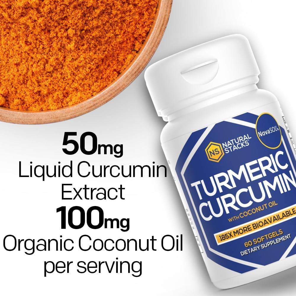 Organic Turmeric Curcumin Supplement with Coconut Oil for Joint, Heart, Brain Health - 60 SoftGels