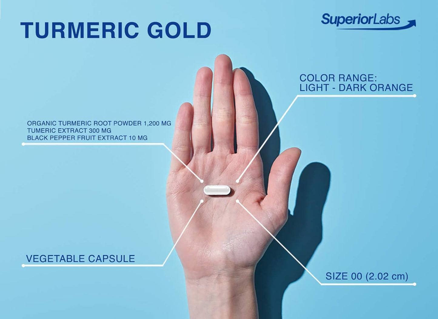 Organic Turmeric Curcumin with BioPerine - 1500mg Pure NonGMO Blend for Joints, Knees, Hips, Immune System - Superior Labs Formula with 95% Curcuminoids and Zero Synthetic Additives