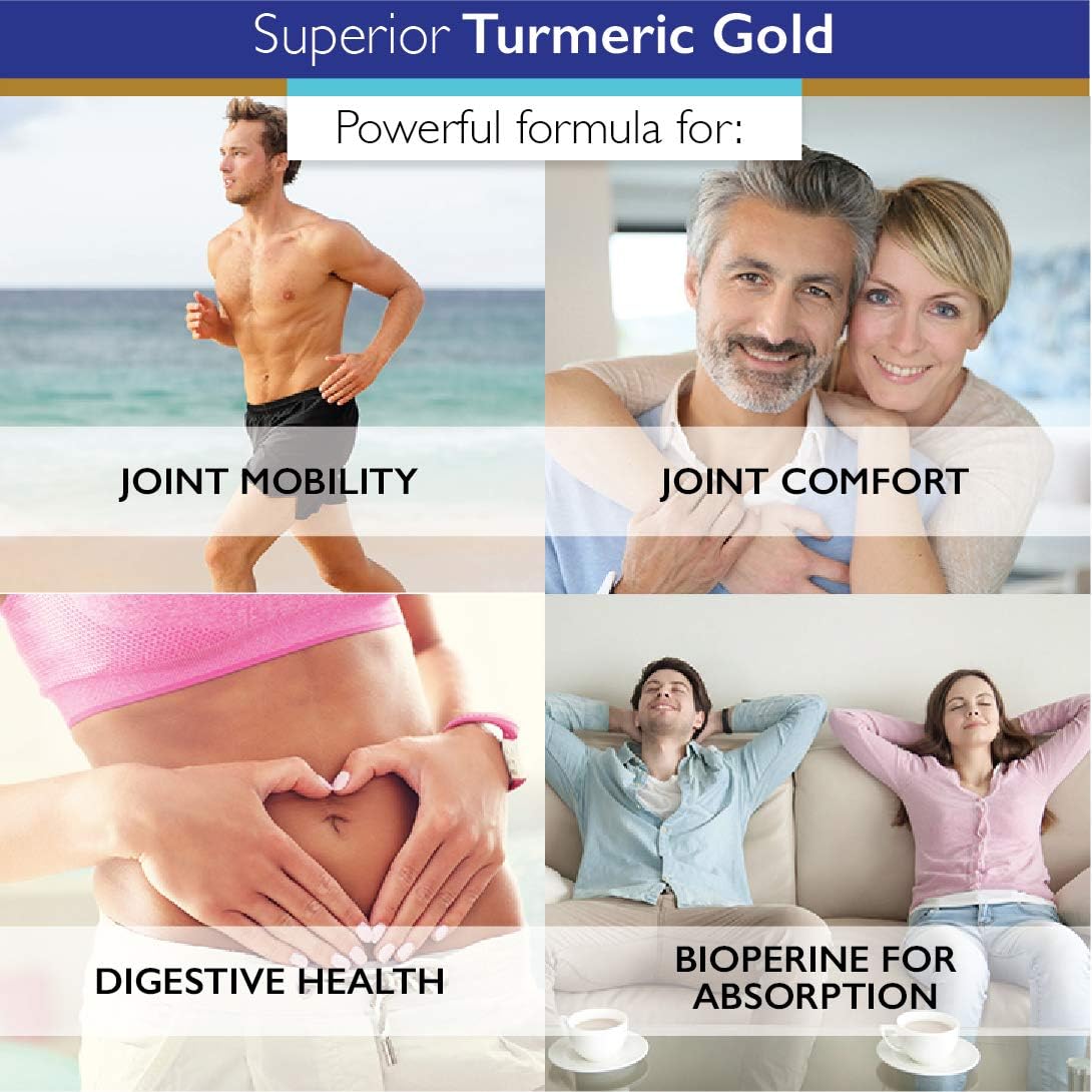 Organic Turmeric Curcumin with BioPerine - 1500mg Pure NonGMO Blend for Joints, Knees, Hips, Immune System - Superior Labs Formula with 95% Curcuminoids and Zero Synthetic Additives