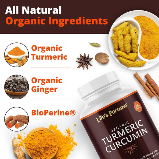 Organic Turmeric Curcumin with Black Pepper and Ginger - Enhanced Absorption, Extra Strength Supplement for Joint & Immune Support - Non-GMO, 90 Cap - 2250mg