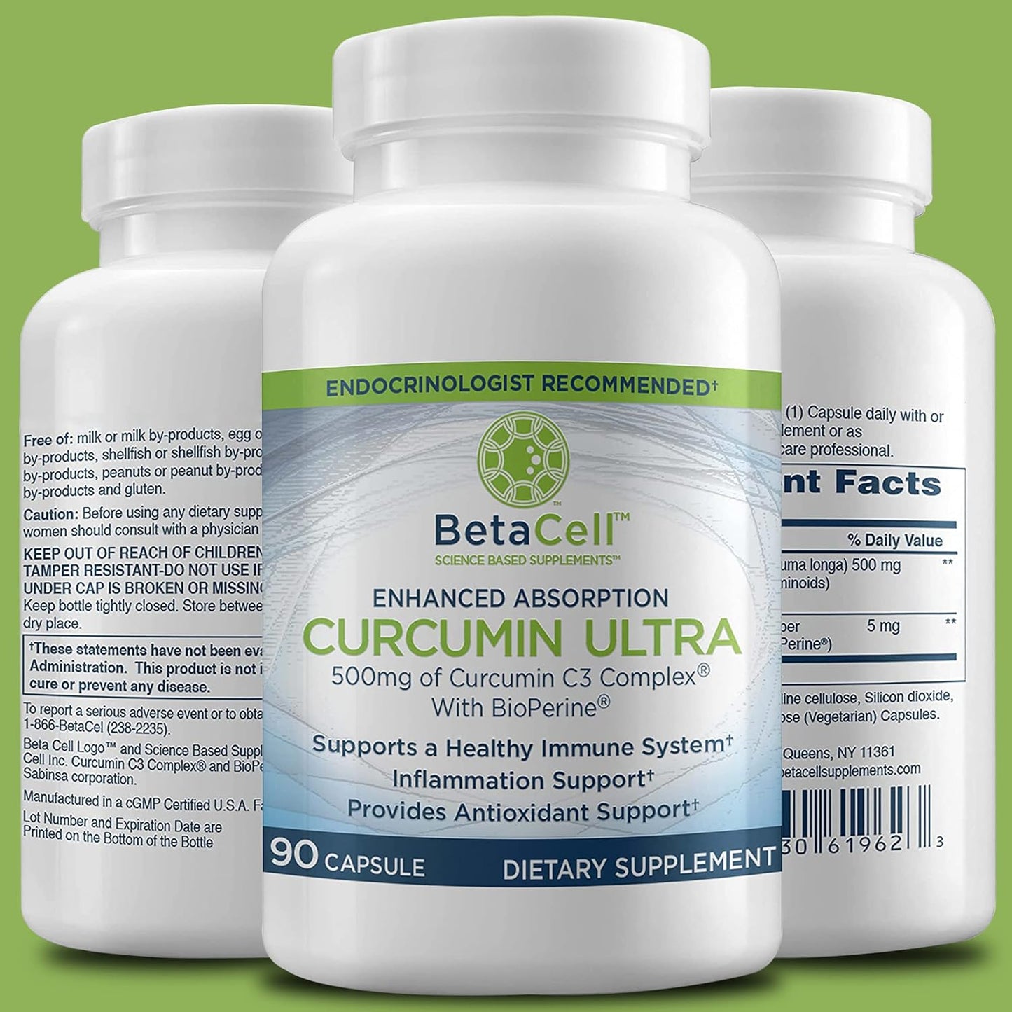 Organic Turmeric Curcumin with Black Pepper & Bioperine - 90 Capsules - Vitamins for Men and Women - Turmeric Supplement